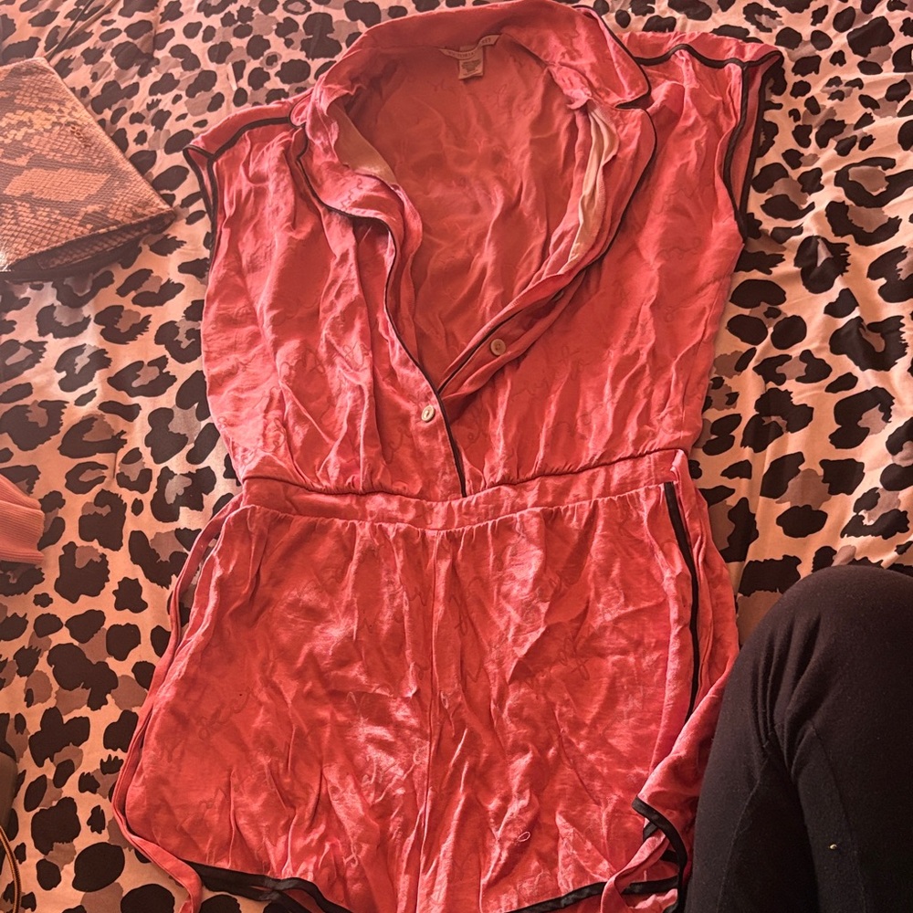 Victoria's Secret Pink Satin Pajama Romper